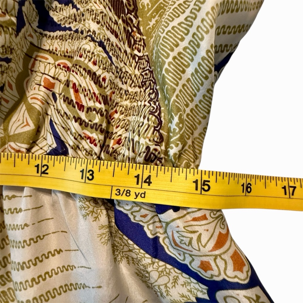 Edme & Esyllte - Anthropologie 100% Silk Kerchief Print V-Neck Dress Medium EUC - Picture 12 of 17